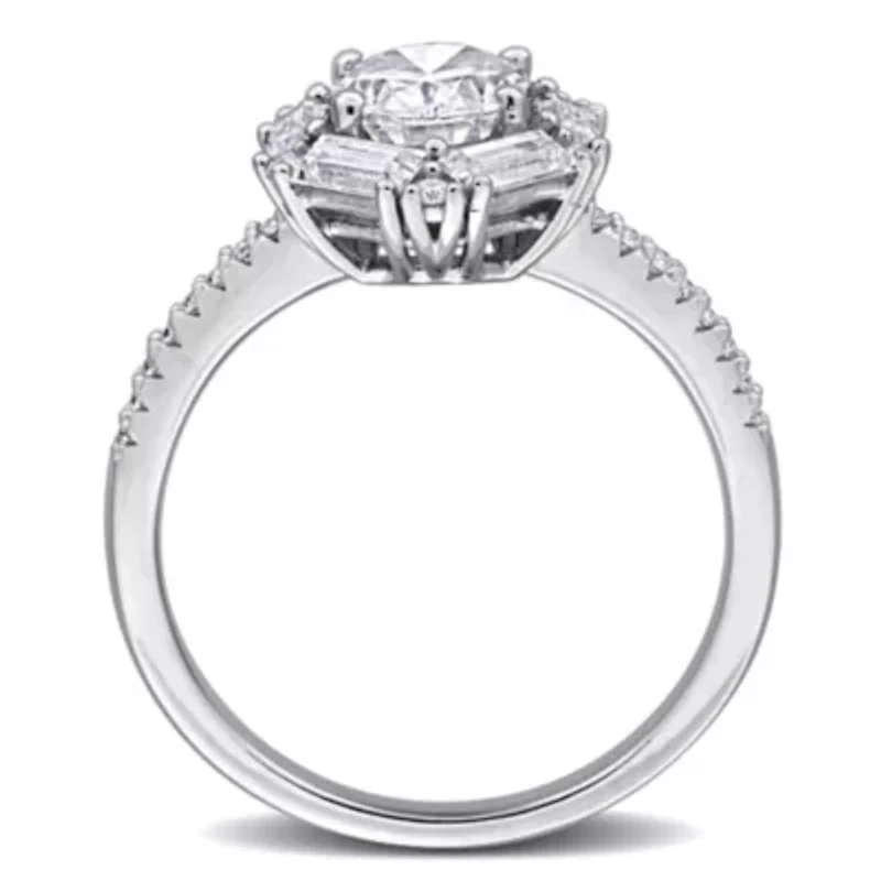 Lab Created White Moissanite Ring Sterling Silver