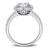 Lab Created White Moissanite Ring Sterling Silver