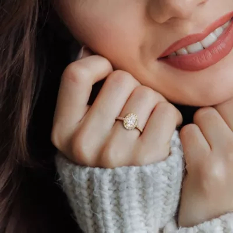 Lab Created Grown Diamonds Engagement Ring 14k Yellow Gold