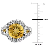 Citrine & White Topaz Ring Yellow Plated Sterling Silver