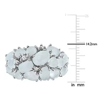 Diamond & Milky Aquamarine Ring Sterling Silver