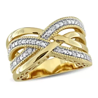 Diamond Ring Yellow Plated Sterling Silver