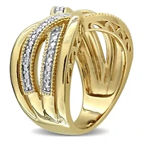 Diamond Ring Yellow Plated Sterling Silver