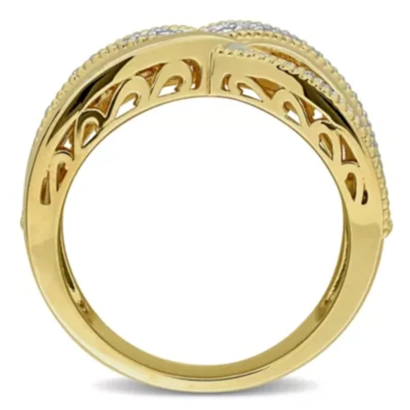 Diamond Ring Yellow Plated Sterling Silver