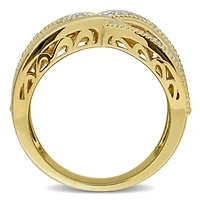 Diamond Ring Yellow Plated Sterling Silver