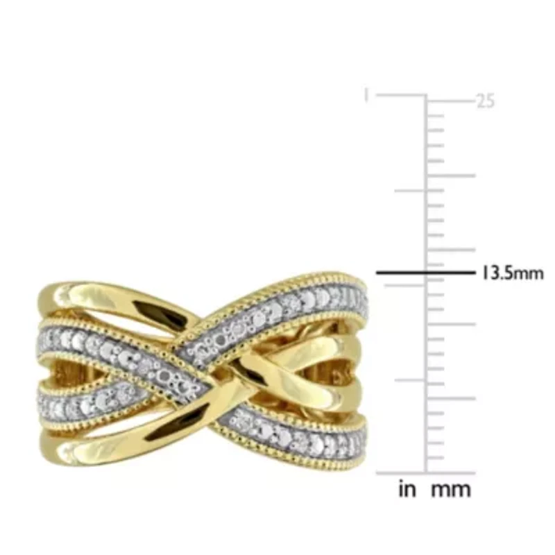 Diamond Ring Yellow Plated Sterling Silver