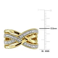 Diamond Ring Yellow Plated Sterling Silver