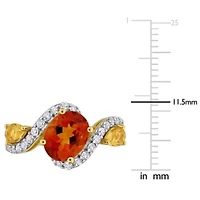 Madeira Citrine, Citrine & White Topaz Ring Yellow Plated Sterling Silver