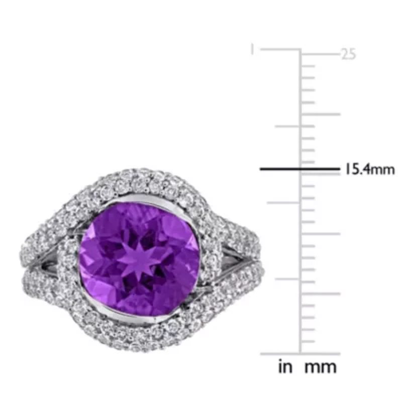 Amethyst & White Topaz Ring Sterling Silver