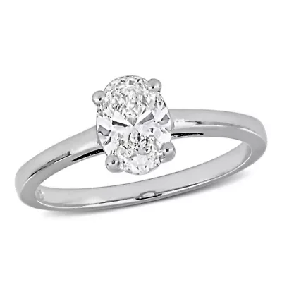 Lab Created Grown Diamond Solitaire Engagement Ring 14k White Gold