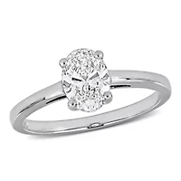 Lab Created Grown Diamond Solitaire Engagement Ring 14k White Gold