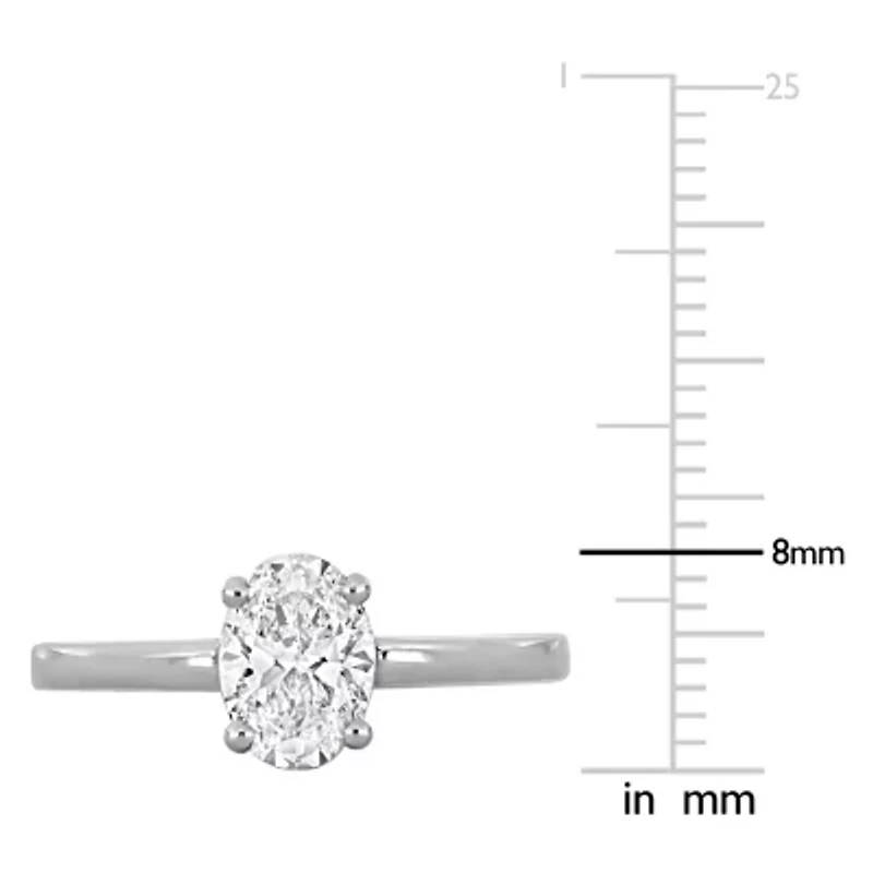 Lab Created Grown Diamond Solitaire Engagement Ring 14k White Gold