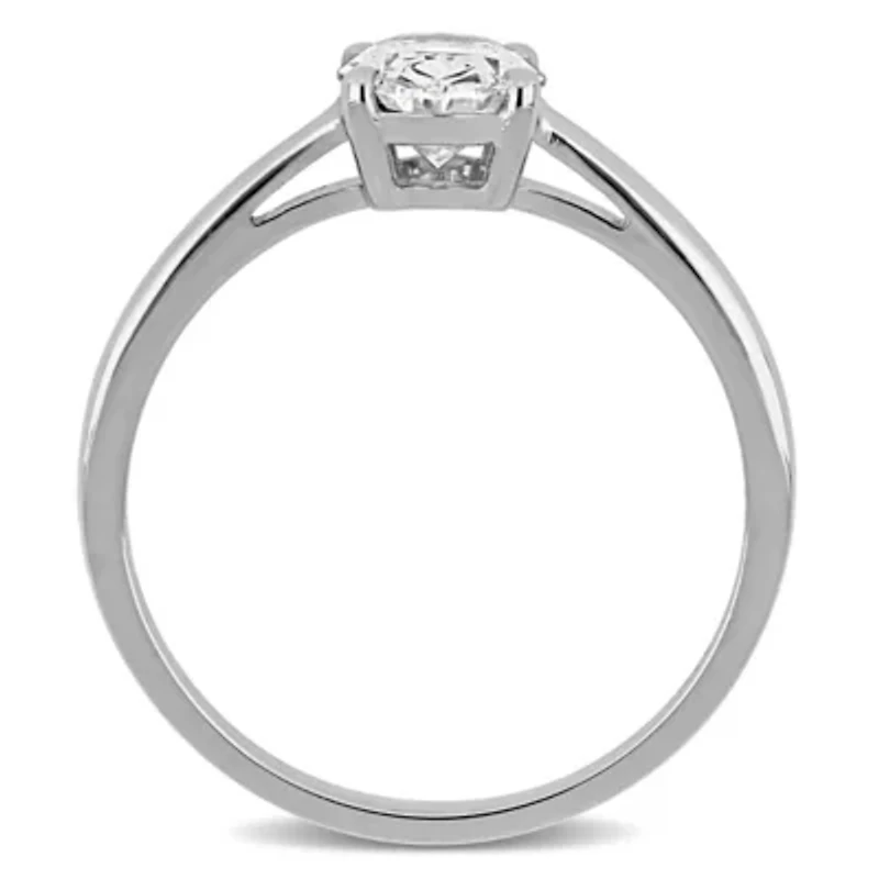 Lab Created Grown Diamond Solitaire Engagement Ring 14k White Gold
