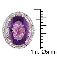 Amethyst & Diamond Double Hallo Cockjtail Ring 14K Rose Gold