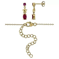 Lab Created Multi-Gem Necklace & Star Earrings Jewelry Set in Yellow Plated Sterling Silver