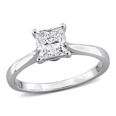 Princess & Round Lab Grown Diamond Solitaire Engagement Ring