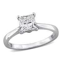 Princess & Round Lab Grown Diamond Solitaire Engagement Ring