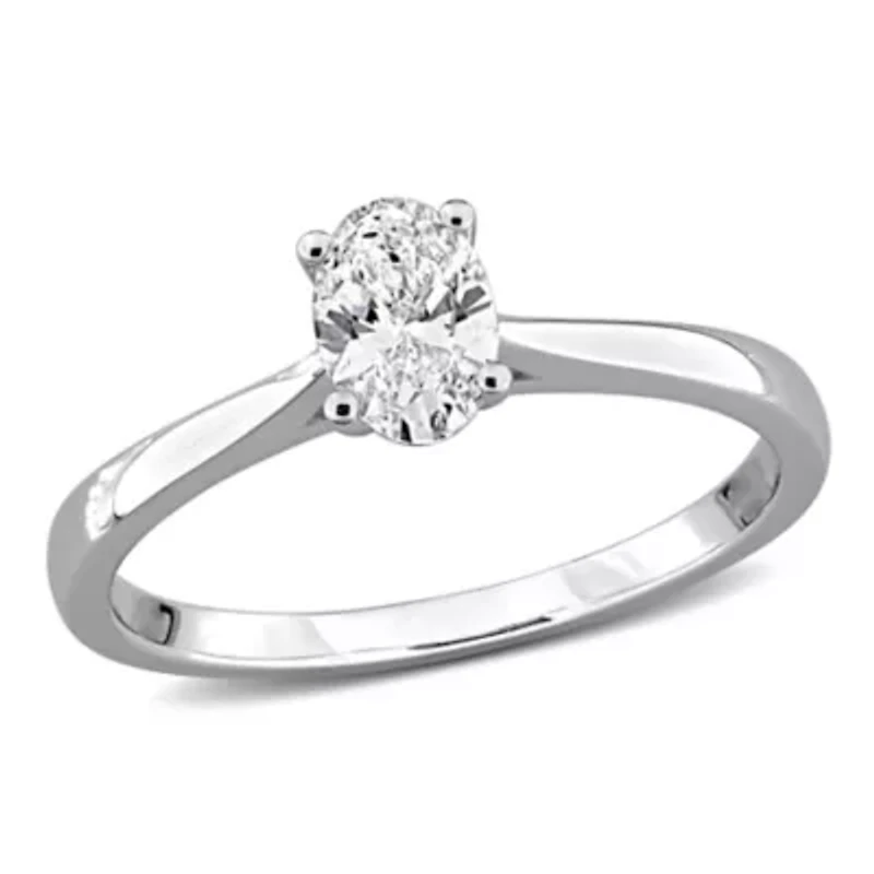 Oval & Round Lab Grown Diamond Solitaire Engagement Ring