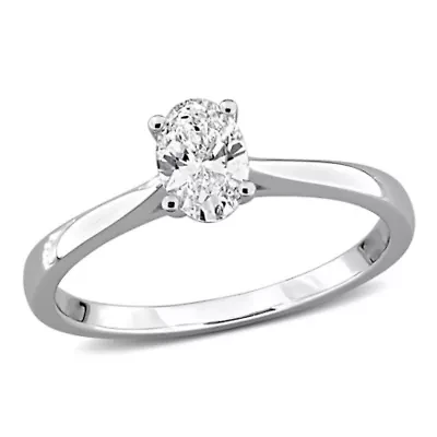 Oval & Round Lab Grown Diamond Solitaire Engagement Ring