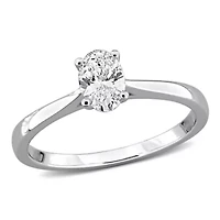 Oval & Round Lab Grown Diamond Solitaire Engagement Ring