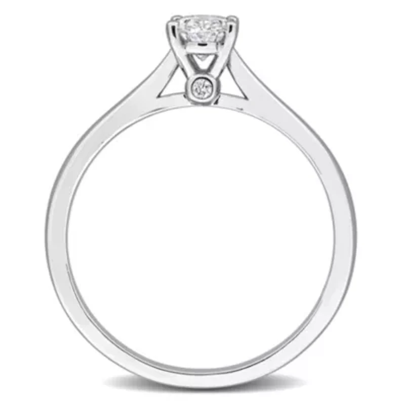 Oval & Round Lab Grown Diamond Solitaire Engagement Ring