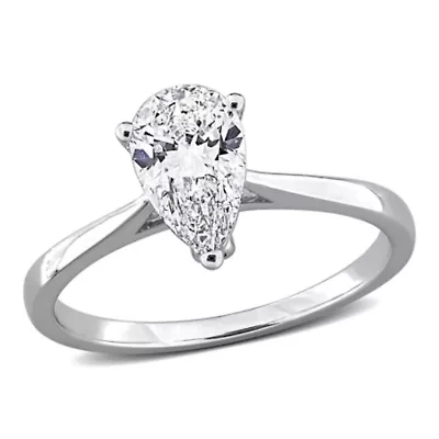 Pear & Round Lab Grown Diamond Solitaire Engagement Ring