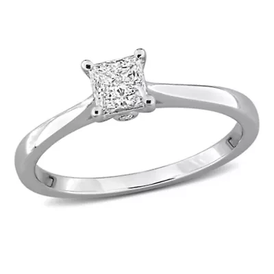 Princess & Round Lab Grown Diamond Solitaire Engagement Ring