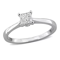 Princess & Round Lab Grown Diamond Solitaire Engagement Ring