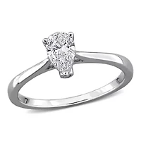 Pear & Round Lab Grown Diamond Solitaire Engagement Ring