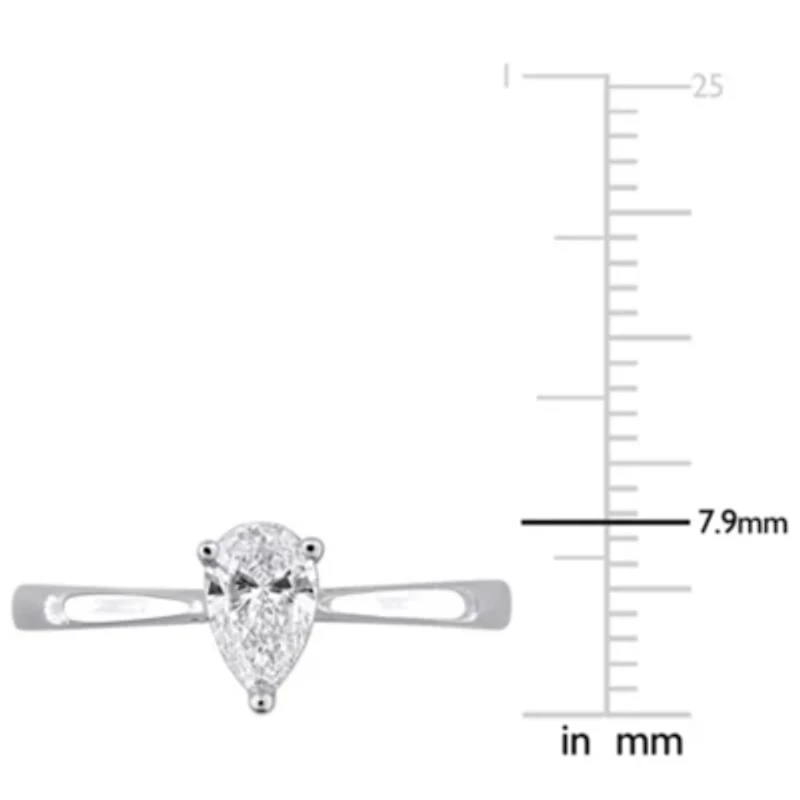 Pear & Round Lab Grown Diamond Solitaire Engagement Ring