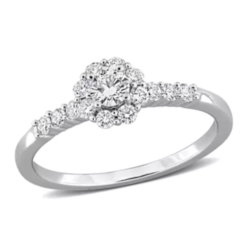 Lab Grown Diamond Engagement Ring Sterling Silver