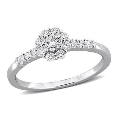 Lab Grown Diamond Engagement Ring Sterling Silver