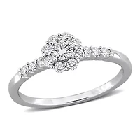 Lab Grown Diamond Engagement Ring Sterling Silver