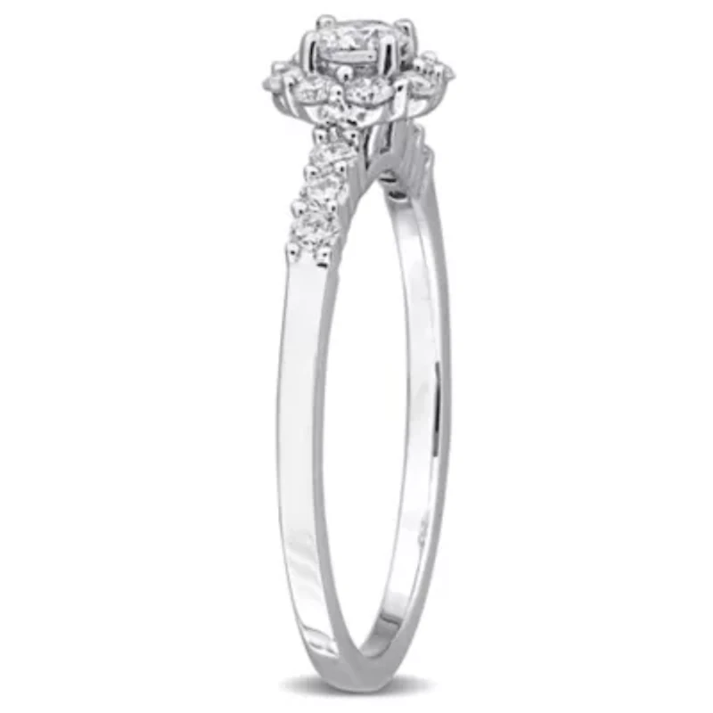 Lab Grown Diamond Engagement Ring Sterling Silver