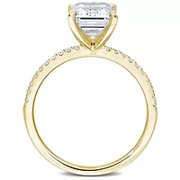 Lab Created Grown Diamond Emerald & Round Engagement Ring 14K Gold