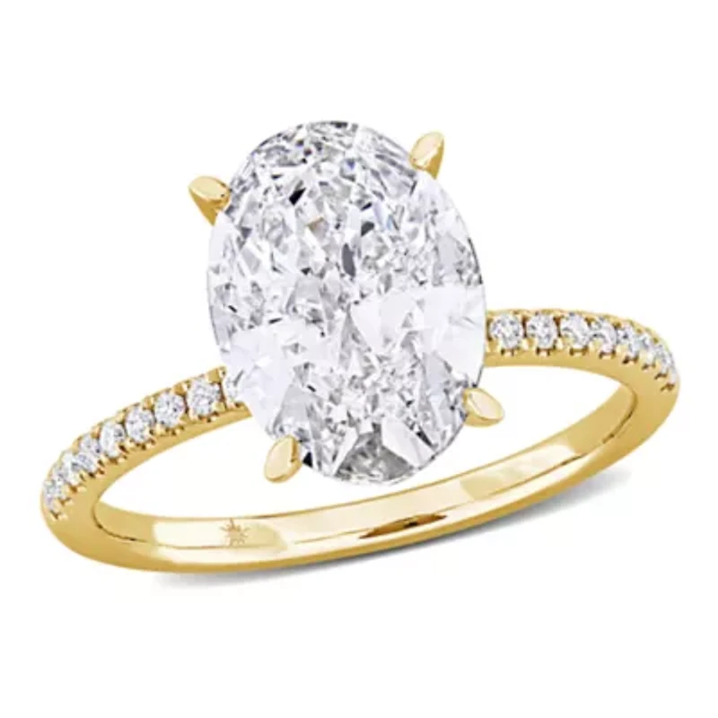 Lab Created Grown Diamond Oval & Round Engagement Ring 14K Gold
