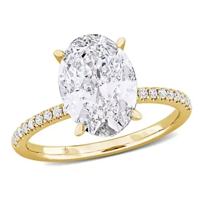 Lab Created Grown Diamond Oval & Round Engagement Ring 14K Gold