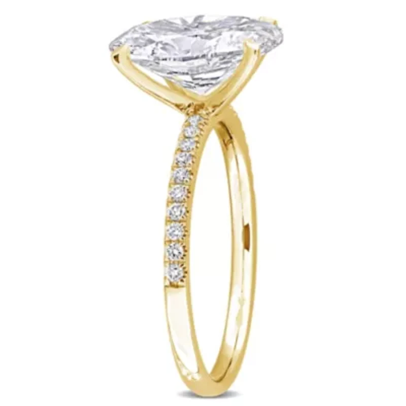 Lab Created Grown Diamond Oval & Round Engagement Ring 14K Gold