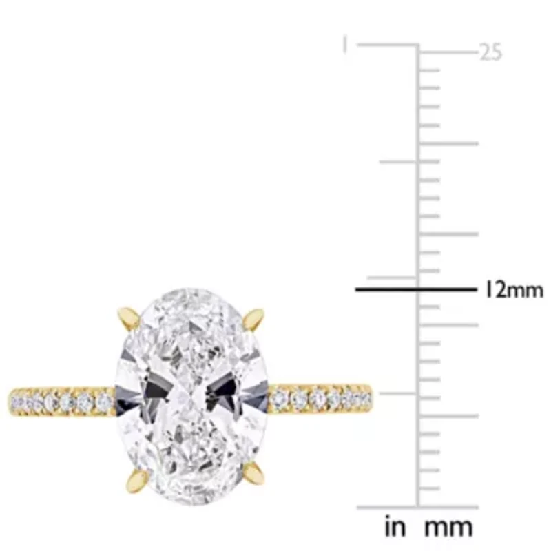 Lab Created Grown Diamond Oval & Round Engagement Ring 14K Gold