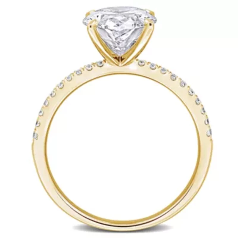 Lab Created Grown Diamond Oval & Round Engagement Ring 14K Gold