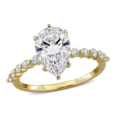 Lab Created Grown Diamonds Solitaire Ring 14k Yellow Gold