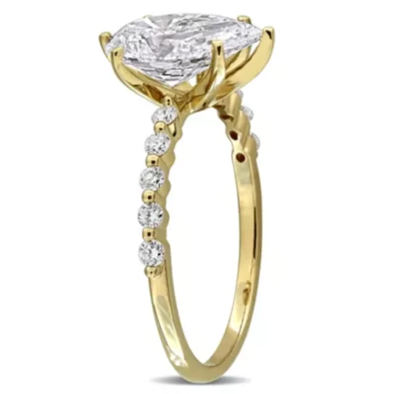 Lab Created Grown Diamonds Solitaire Ring 14k Yellow Gold