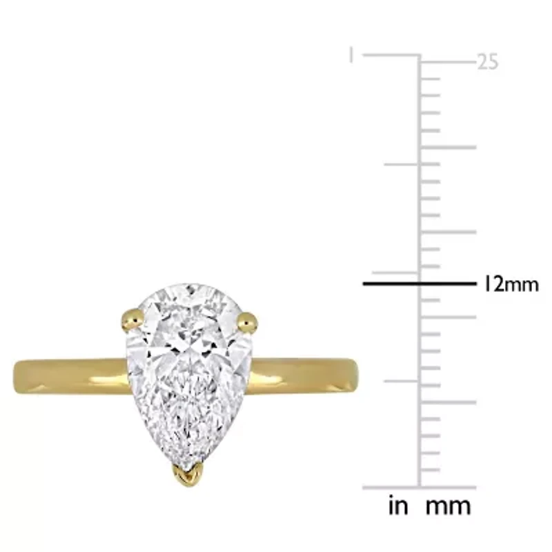 Lab Created Grown Diamond Pear Engagement Ring 14K Gold