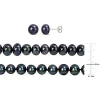 3-Piece Set of Freshwater Cultured Pearl Necklace, Bracelet, Earrings in Sterling Silver