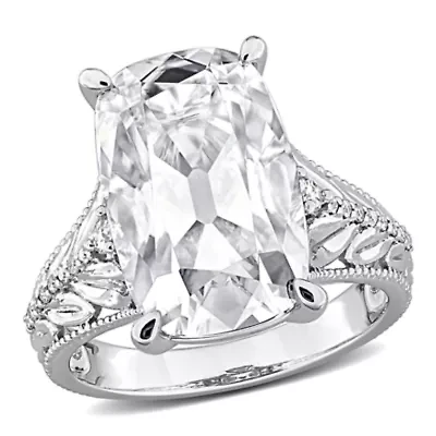 Lab Created Moissanite Cushion Ring 10K White Gold