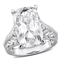 Lab Created Moissanite Cushion Ring 10K White Gold
