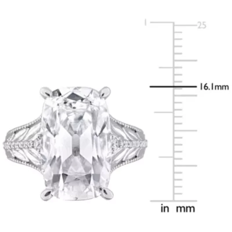 Lab Created Moissanite Cushion Ring 10K White Gold