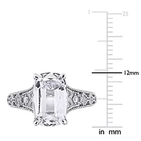 Lab Created White Sapphire Old Mine Ring Sterling Silver