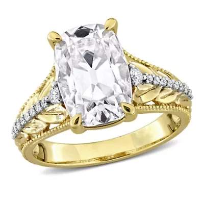 Lab Created Moissanite Elongated Cushion Ring 10K Yellow Gold