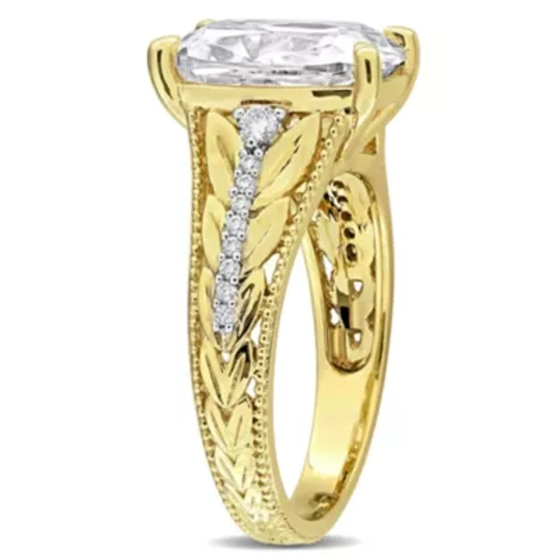 Lab Created Moissanite Elongated Cushion Ring 10K Yellow Gold